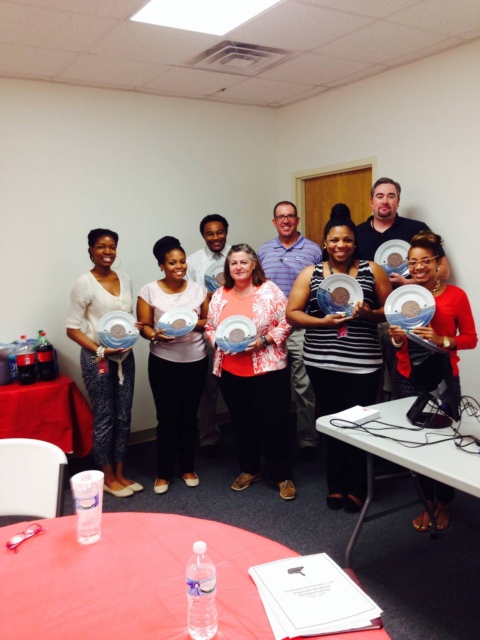 Front (L-R) – Jolisa Glen, Moriah Butler, Michele McMahon, Nicole Jones and Alexandra Dent. Back (L-R) – John Powell, John Prescott, and award recipient John Hawkins