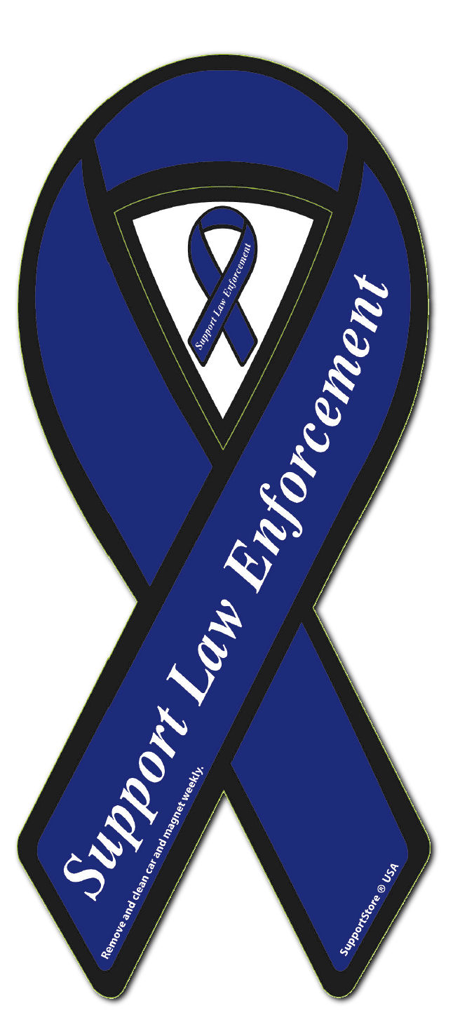 Blue-line ribbon supporting law enforcement